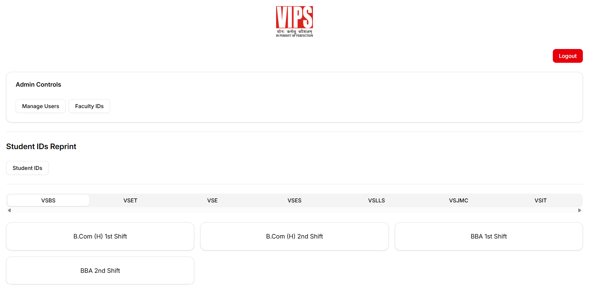 Admission Management System for VIPS-TC